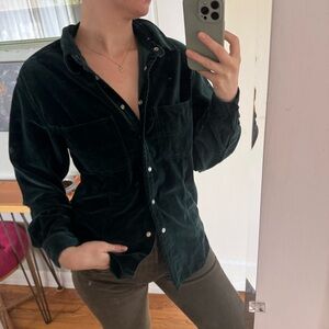 Cotton Velvet Moda INTL Green Vintage Snap Long Sleeve